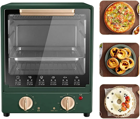 Backofen 120-Minuten-Timerfunktion, 70 bis 230 °C, Grill, 2 Temperaturzonen, 70-230℃Einstellbare Temperatur, Elektroherd und Grill auf der Theke