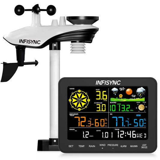 12-in-1 Wetterstation, Außensensor, Windmesser, Funkwetterstation, 2 Temperaturzonen