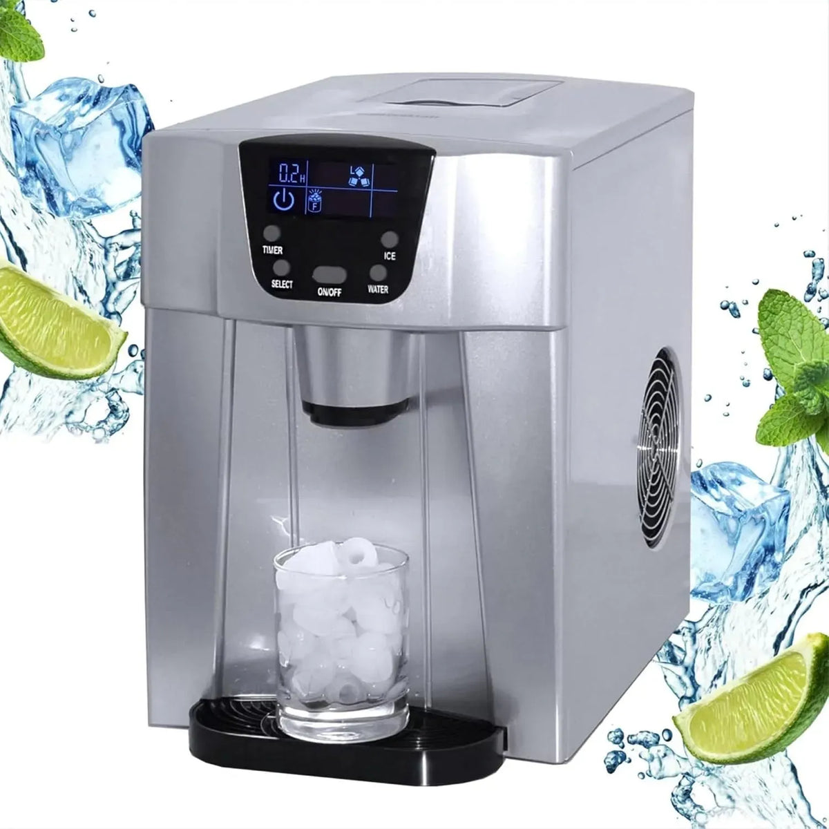 Eiswürfelmaschine, 500 W, Eisbereiter, Eiswürfelautomat, Syntrox Germany Eiswürfelmaschine Plumpix Display + Eiswasserfunktion