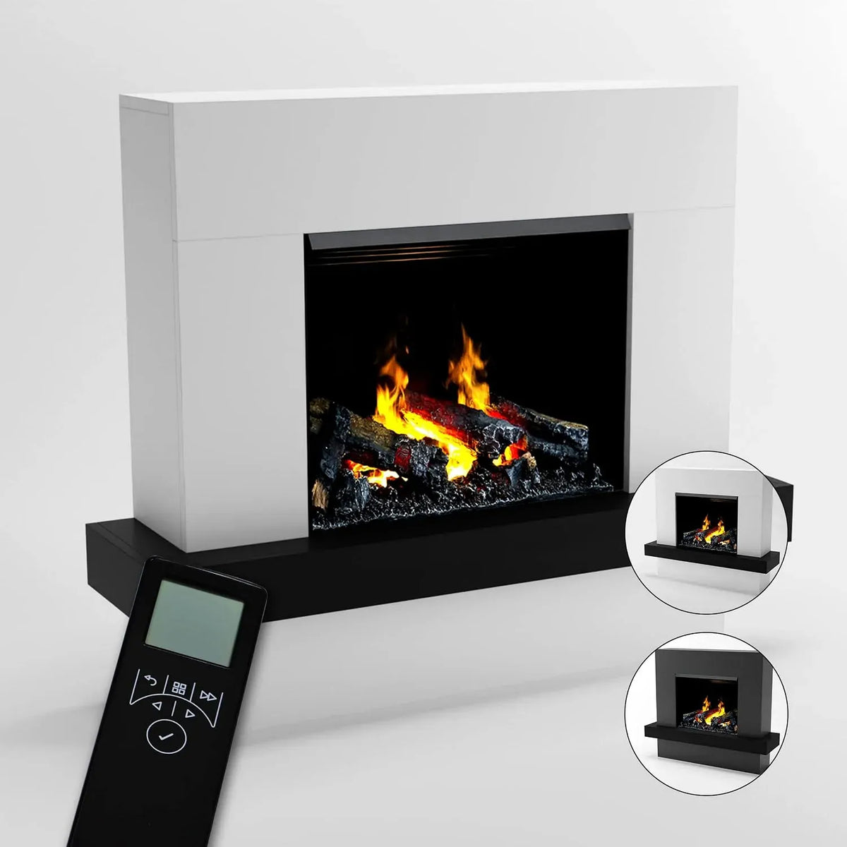 Heizung, Kamin, elektrischer Kamin, 126x110x32 cm, Dampf, Wärmefunktion, Weiß, Holz, GLOW FIRE