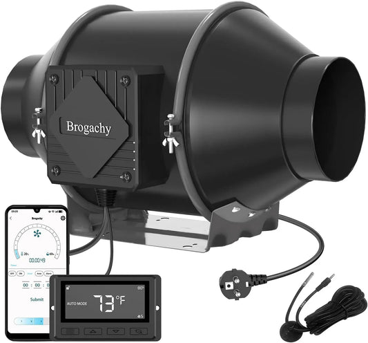Ventilator, WLAN, Dreiphasig EC-Motor, Ventilator zur Luftzirkulation, 100mm Intelligent Rohrventilator WiFi App