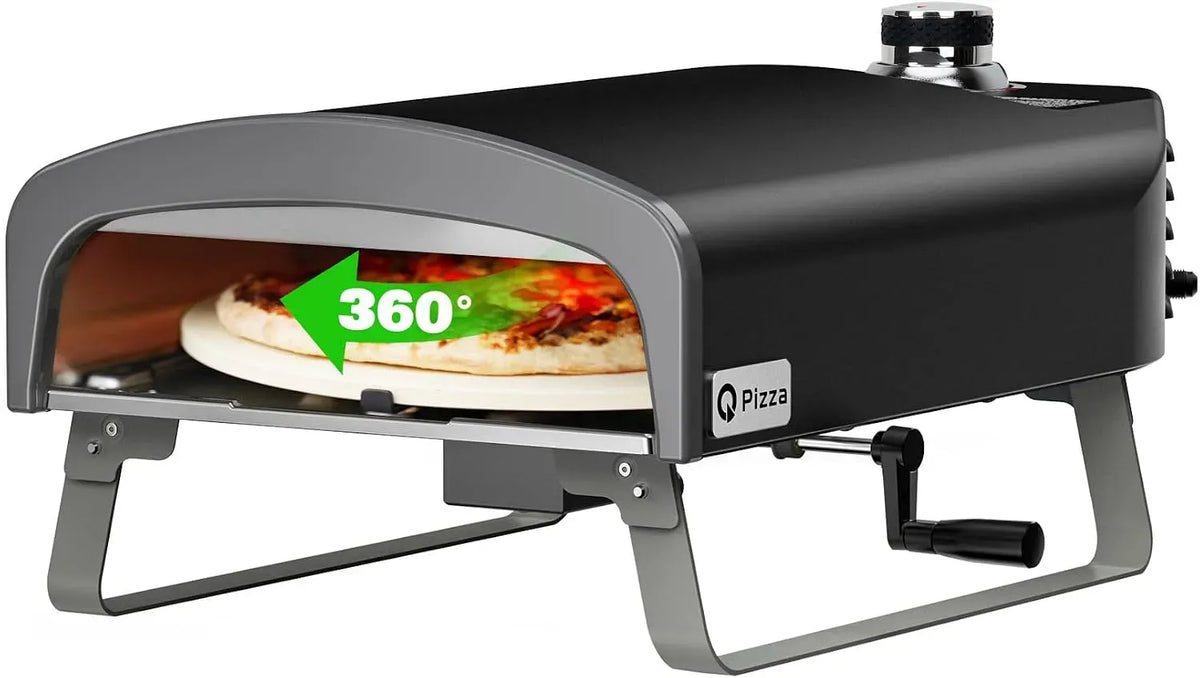 Elektrischer Pizzaofen, Ofen zum Backen, Q Pizza Pizzaofen Gas mit Manuellem 360°-Drehsystem