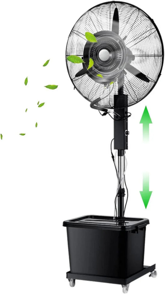 Ventilator, Ventilator zur Luftzirkulation, Oszillierender Nebelventilator mit 3 Kühlstufen und Verstellbarer Höhe