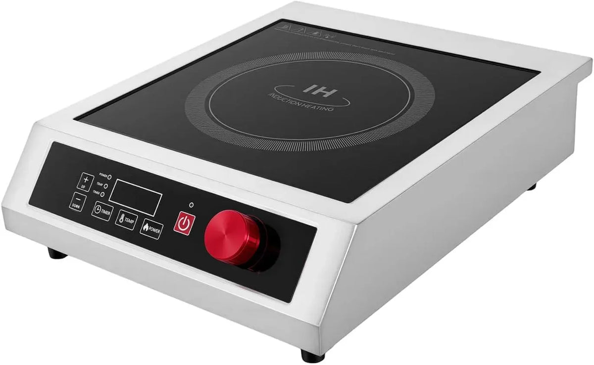 Induktionskochfeld, 25cm, 60 bis 270 °C, Ø 25 cm, Induktionsplatte, Timer, Gastronomie, 3.5 KW