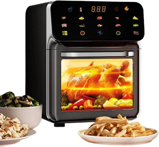 Heißluftfritteuse, Pizza, elektrische Fritteuse ohne Öl, Air Fryer Toaster Ofen Kombi Kochen Backen Braten Pommes Pizza Hähnchen