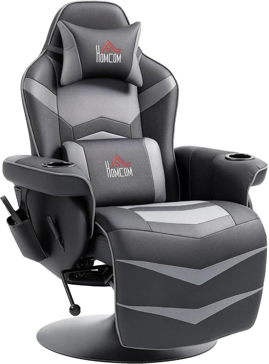 Relax- und Massagesessel, HOMCOM, Wohnzimmergestaltung, Grau, 360° Drehbarer TV Sessel mit Fernbedienung, Kunstleder
