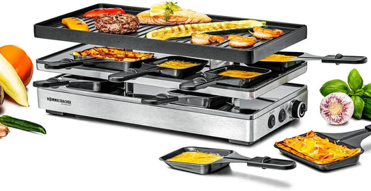 Rommelsbacher RCP 1800 Ein/Ausschalter, Kabel, 2 m, Grill, Pizza, Antihaftbeschichtung, 2 Temperaturzonen