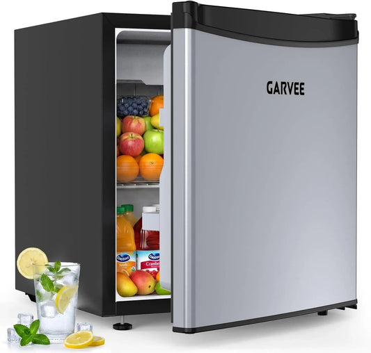Kühlschrank, 45 L, 0 bis 18 °C, 41 dB, GarveeLife, leise, Edelstahl, leiser Betrieb, verstellbare Füße, Edelstahltür, 5 Temperaturstufen