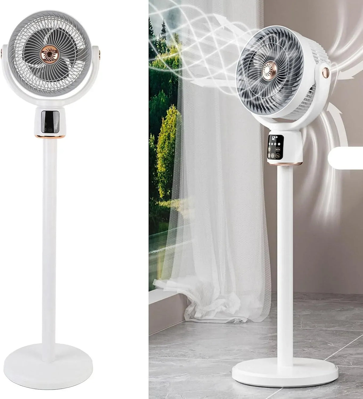 Ventilator, Timer, leise, Ventilator zur Luftzirkulation, Wiederaufladbarer Standventilator mit Fernbedienung