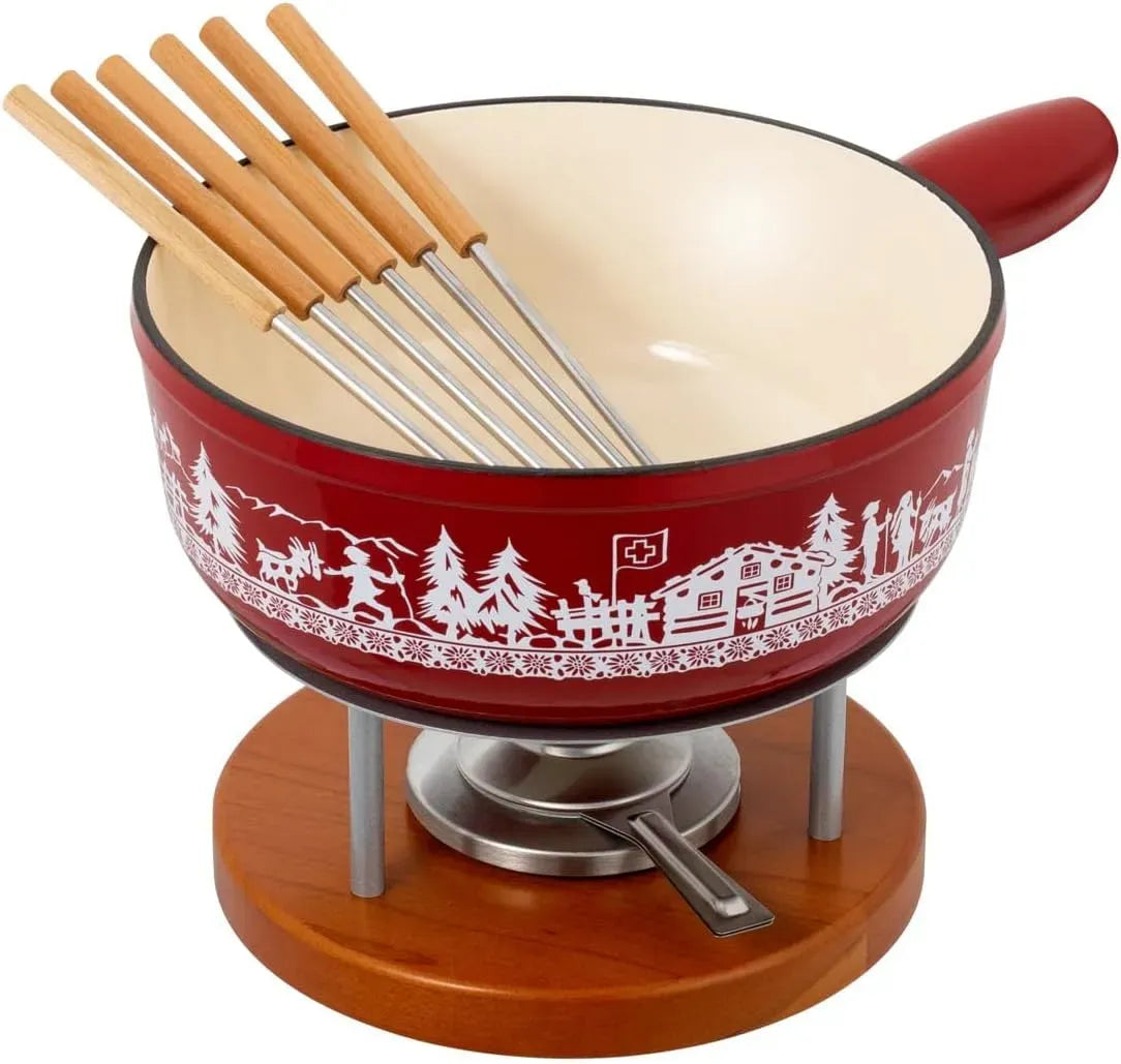 Käsefondue, 3.2 L, 24 cm, Gusseisen, Kuhn Rikon 32276 Käsefondue Set Alpweide Gusseisen Induktion