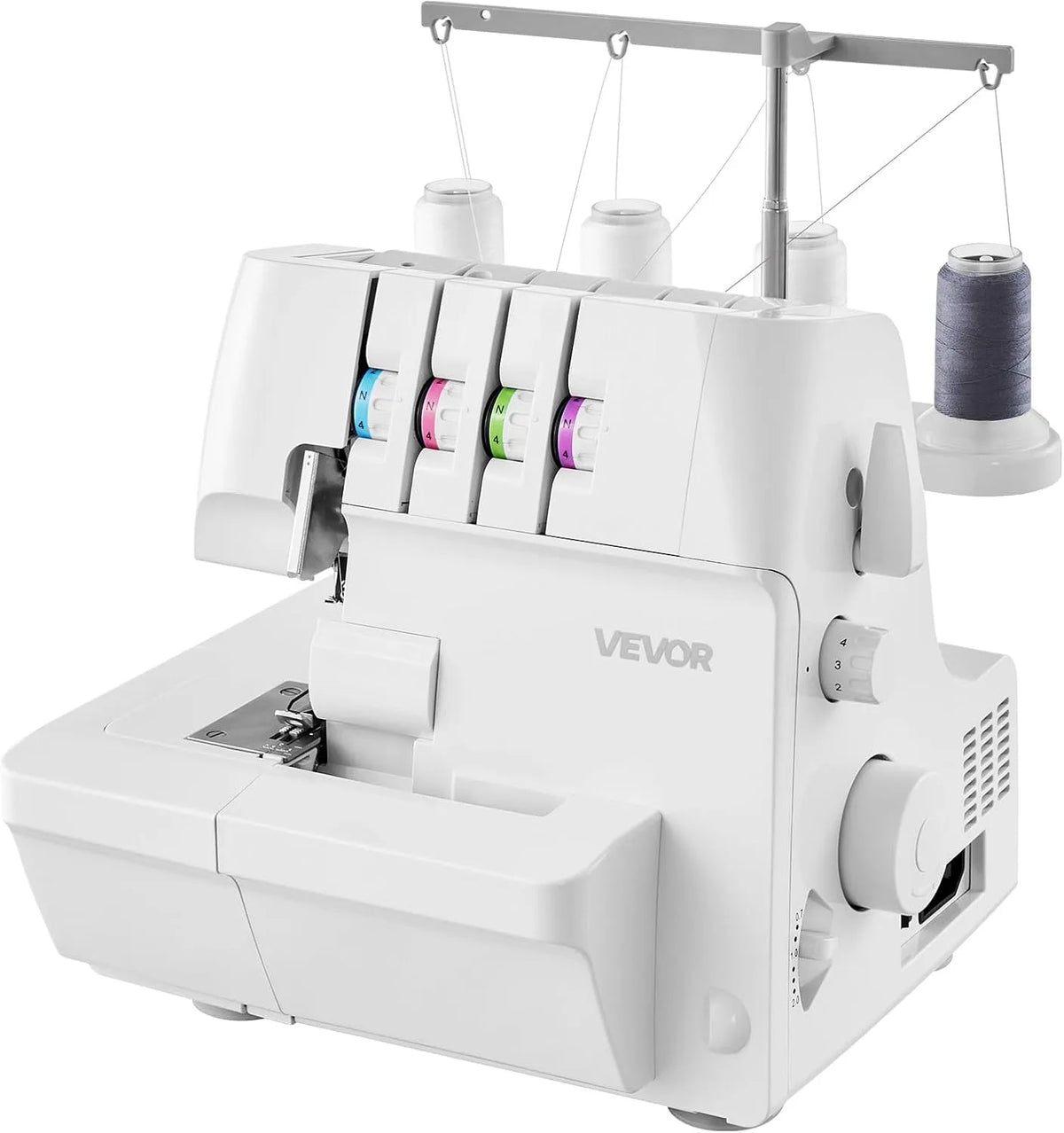 VEVOR Overlock-Nähmaschine, elektrische Nähmaschine, 1250 Stiche, LED-Beleuchtung, Weiß, für verschiedene Stoffe