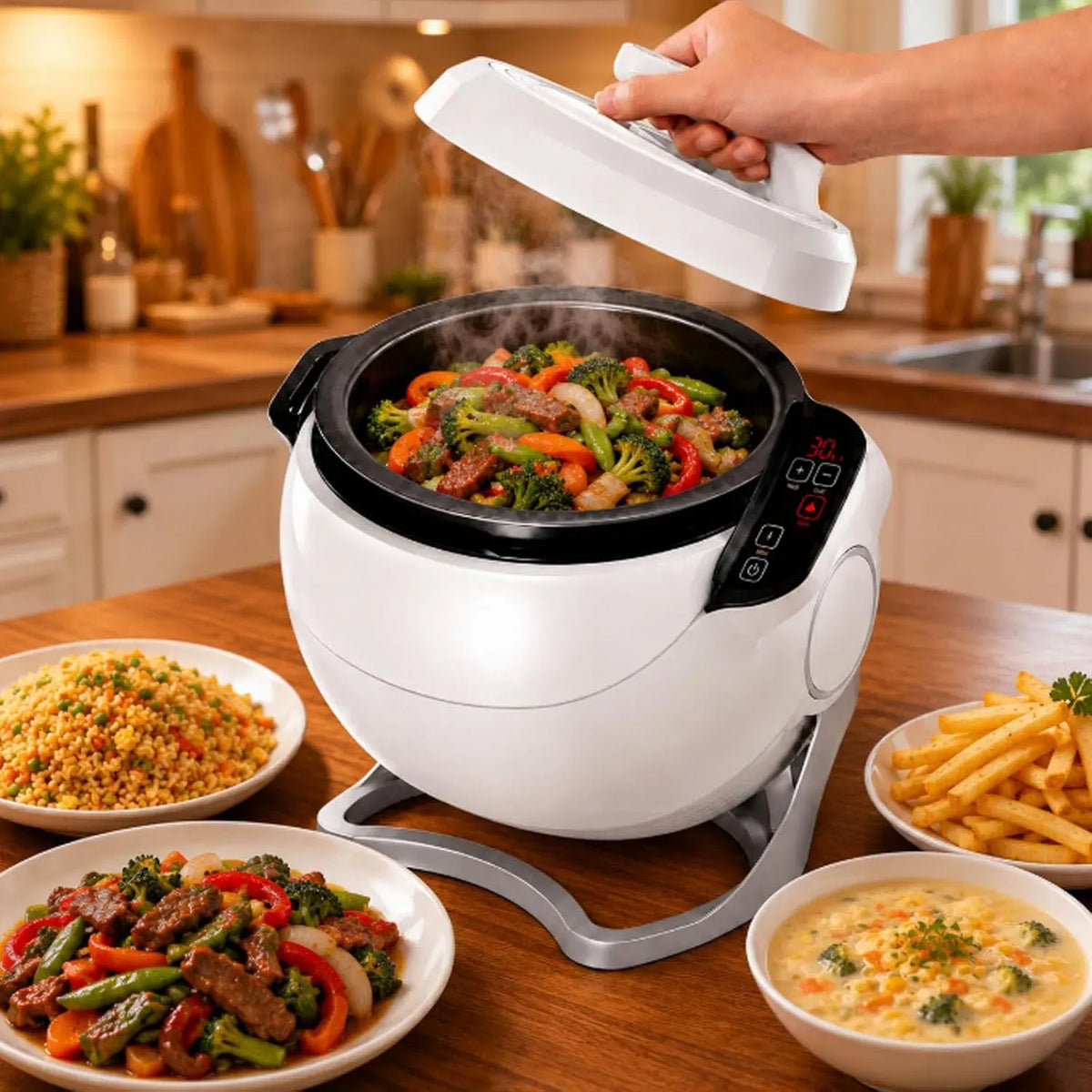 Küchenmaschine W 3D 3D-Heizung, 2000 W, Touch-Bedienung, Grill, 3D-Optik, 360° Drehbarem ok, Automatischer ok-Grill Mit 2000 -Heizung, Touchscreen