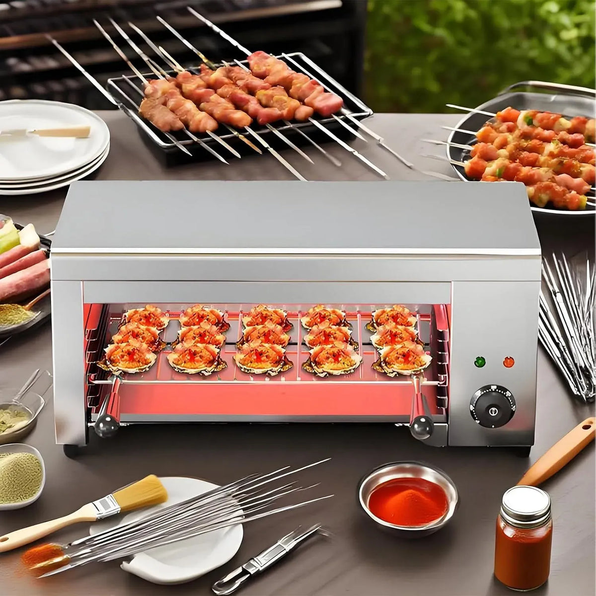 Toaster, 2000 W, 50 bis 300 °C, Grill, Edelstahl, Elektrischer Raclette-Grill Käseschmelzer