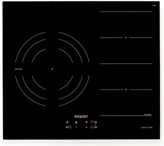 Exquisit pflegeleicht, ® Flexible Induktionskochplatte mit Boosterfunktion, Glaskeramik mit 3 Kochzonen, Timer, Touch-Steuerung, Edelstahlrahmen