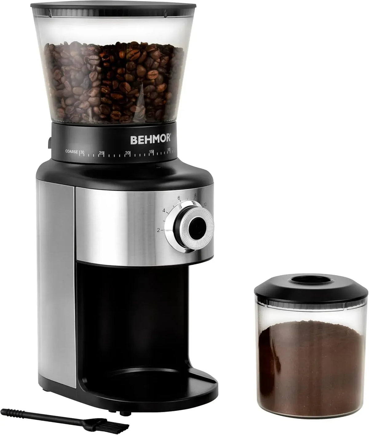 Low Noise, Coffee Grinder, für Auto Bean Closure, 30 Grind Settings, 2-12 Cup Capacity, 300g Bean Hopper, Behmor Ideal Conical Burr Grinder