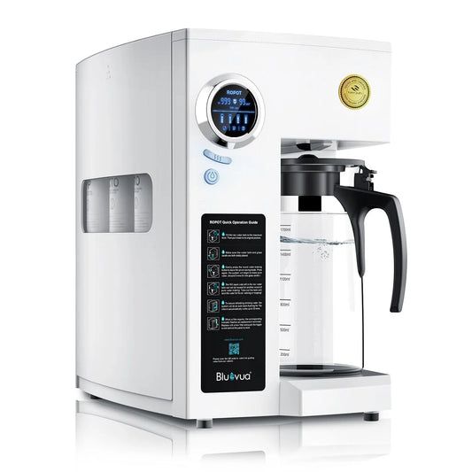 RO100ROPOT-UV 6-stufige Umkehrosmoseanlage, Wasserreiniger, Wasserfilter, Trinkwasserfiltersystem, tragbar, für Arbeitsplatte, Bluevua