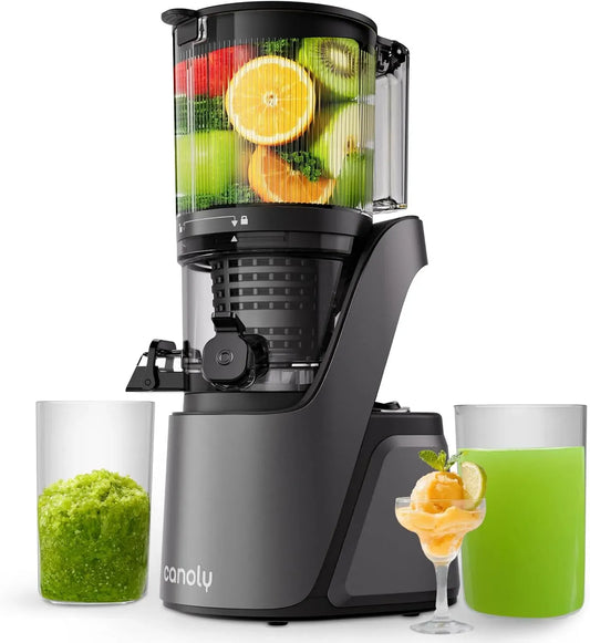 Entsafter, Grau, Saftpresse, Saft- und Zitruspresse, Juicer, Entsafter Slow Juicer mit 6 Zoll Großer Einfüllschacht Grau