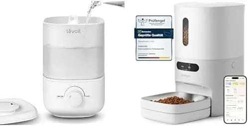 25H Luftbefeuchter, Futterautomat, 2,5 L, 26 dB, leise, für Baby Pflanzen + Pawsync Futterautomat Katze & kleine, LEVOIT