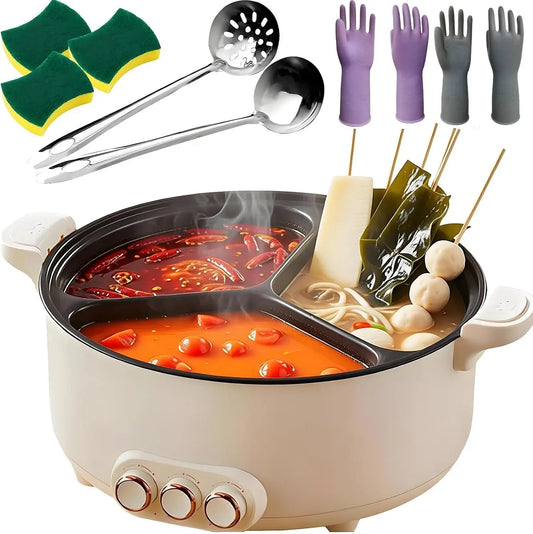 l/8 3-Gitter-Antihaft-Elektropfanne Gitter-Antihaft-Elektropfanne, Hotpot-Topf, Schmortopf, 8 L, 5,6 l, Antihaftbeschichtung, für Suppen, 5.6 L