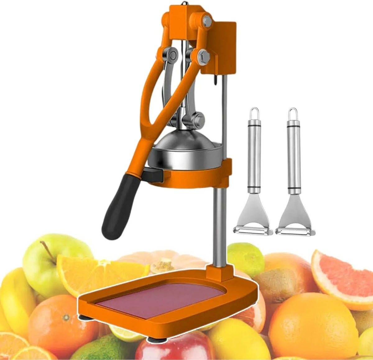 Zitronenpresse, Zitruspresse, Fruchtpresse, Handpresse, Saftpresse, Edelstahl, Grün, für Gewerbe
