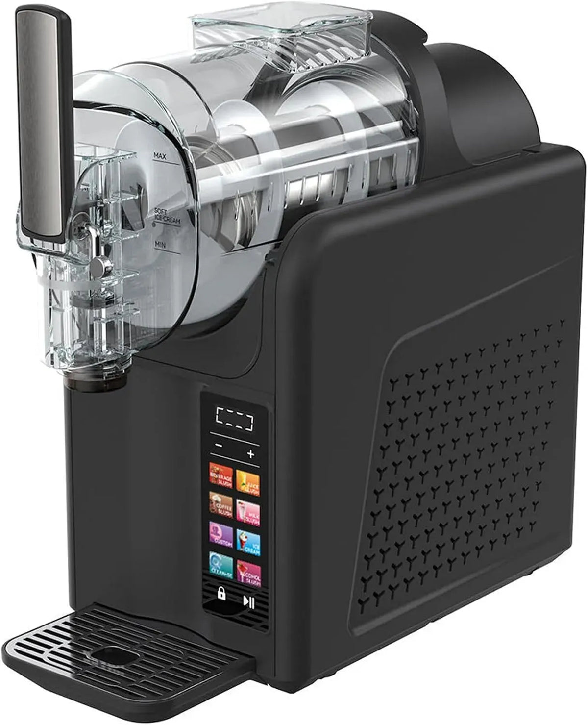 Kaltgetränkemaschine, Slush-EIS-Maschine, Eismaschine, Speiseeismaschine, Slush-Eisbereiter, Kindersicherung, Schwarz, für Familien