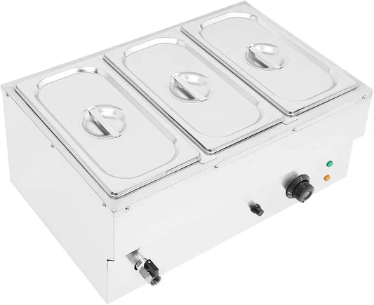 Chafing Dish Warmhaltebehälter, 850 W, 30 bis 110 °C, Warmhaltefunktion, Gastronomie, Temperatur einstellbar 30-110℃, 3x7L Speisebehälter