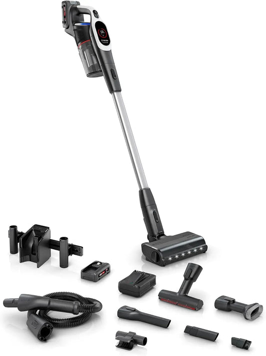 Bosch BTS942WQC 4Ah Staubsauger, Weiß, LED-Licht, 10 J, 2X Akku, HEPA-Filtersystem