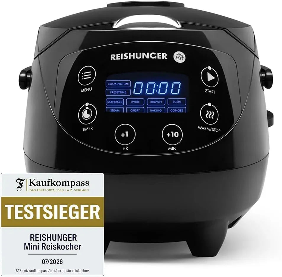 Reiskocher, elektrischer Reiskocher, 0,6 L, Schwarz, REISHUNGER