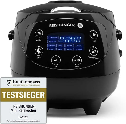 Reiskocher, elektrischer Reiskocher, 0,6 L, Schwarz, REISHUNGER