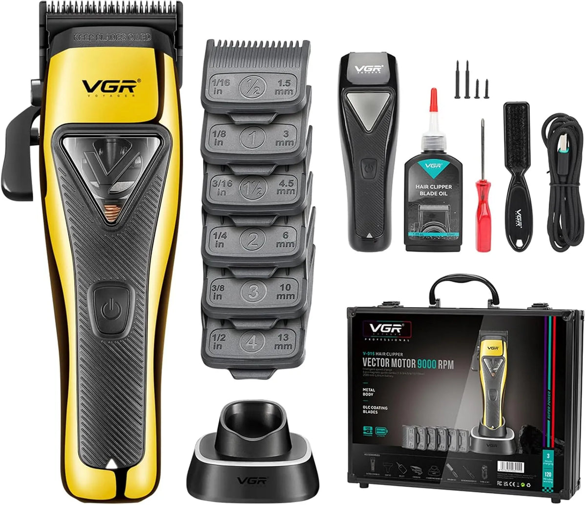 VGR 015 Friseurschneider, Haarschneider, Vector-Motor, Reisetasche, gewerblich, kabellos, für Männer