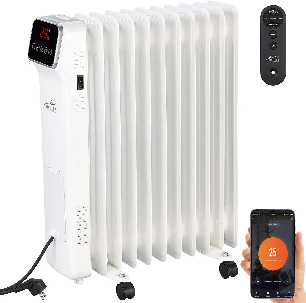 Heizung, elektrische Ölheizung, 2.500 W, Timer, WLAN, Wärmefunktion