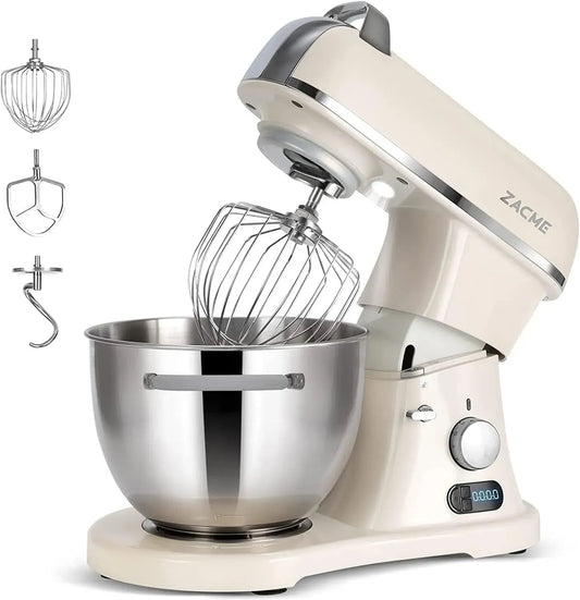 Küchenmaschine, 7 L, 1500 W, ZACME, Touch-Bedienung, leise, Edelstahl, 7L Edelstahlschüssel Teigmaschine mit LED-Touchscreen, 11 Geschwindigkeit