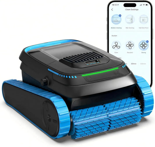PC20 Poolreiniger, Poolroboter, Akku, Poolreinigungsroboter, App, kabellos, Stand- und Wandmontage, für bis 170㎡ Becken