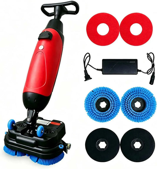 Scheuersaugmaschine, DoppelbüRste, 18 Zoll, 46 cm, 1200 M, kabellos, Rot, für Den Harten Einsatz Red