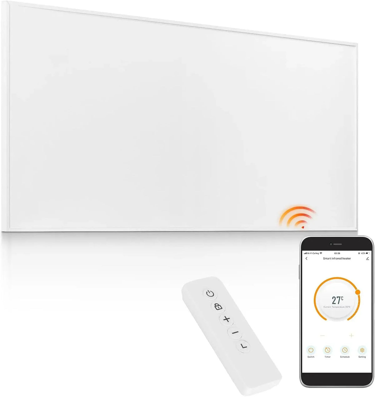 Infrarot-Heizung, Infrarotheizung, 1000 W, WLAN, Thermostat, Wärmefunktion, Stand- und Wandmontage