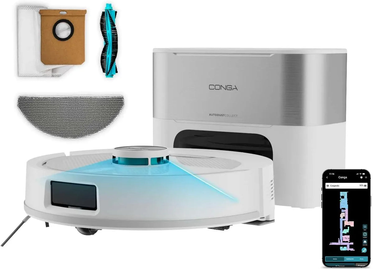 Cecotec Y60 Saugroboter, 000 Pa, Staubsaugerroboter, Saugroboter mit Wischfunktion Conga Pearl