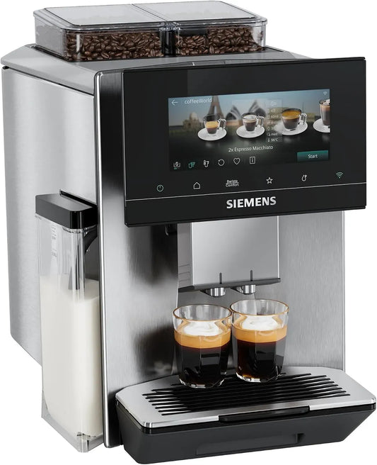 Siemens EQ900 TQ927E03 Kaffeevollautomat, Touch-Bedienung, Silber, intuitives Full-Touch-Display, personalisierbare Einstellungen