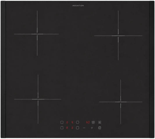 Induktionskochfeld, 60 cm, 4 Kochzonen, Induktionsplatte, Oranier, Boost, Touch-Bedienung, autark, Schwarz, 4 Kochzonen & roter LED Anzeige, Booster